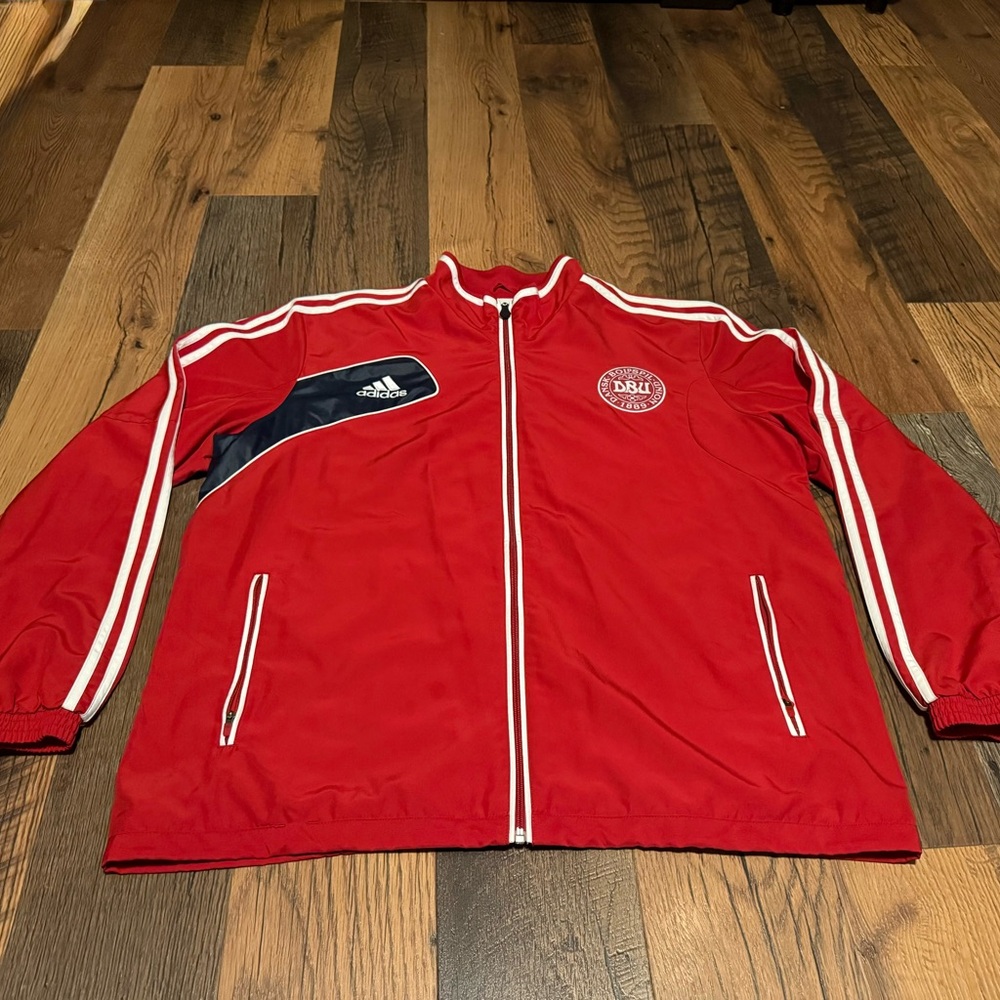 Adidas Red and Navy Men's Bomber Jacket